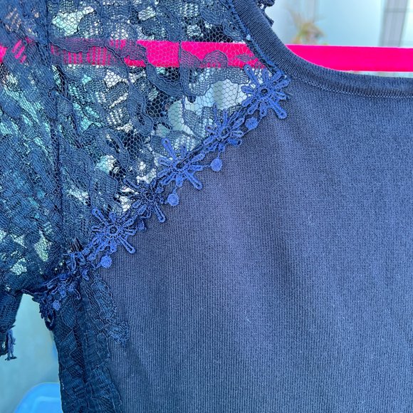 Leo Guy Navy Lace Knit Dress - Picture 4 of 5